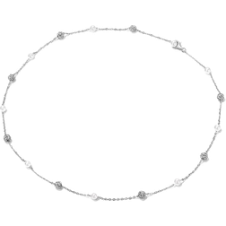 Shein 1pc S925 Silver Dainty Elegant Collarbone Necklace, Simple Yet Versatile, Unique Y-shaped Necklace With Alternating Imitation Pearl & Rhinestone Ball