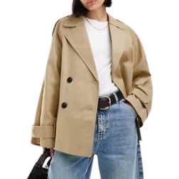 ASOS DESIGN Short Trench Coat - Stone Neutral