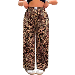 Shein Plus Size Leopard Print Wide Leg Pants - Casual