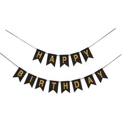 Shein pc Tail Shaped Gold Printed Happy Birthday Banner With Triangular Flags For Birthday Party Decoration