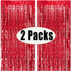 Shein Red Party Backdrop Metallic Foil Fringe 1/2/3pcs