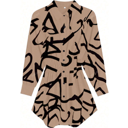 Shein Mode Muster Falten Taille Langarm - Büro/Pendeln