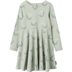 Polarn O. Pyret Lily Print Kids Dress - Green
