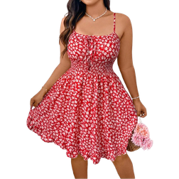 Shein Plus Women Ditsy Floral Casual Sleeveless Dress
