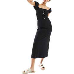 ASOS DESIGN Square Neck Midi Dress - Black