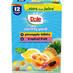 Dole Fruit Bowls Pineapple Tidbits Tropical Fruit 4oz 12pack