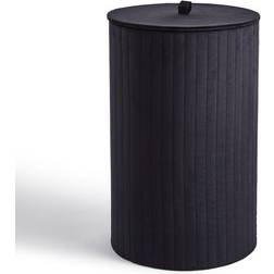 Dunelm Modern Luxe Ribbed Velvet Laundry Basket Black