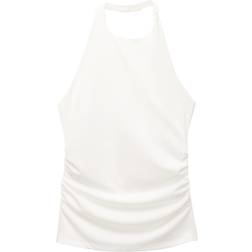 Pull&Bear Knot Detail Halterneck Top - White
