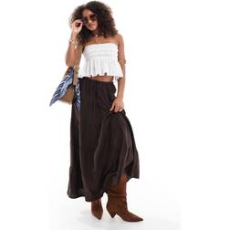Cotton On Haven Tiered Maxi Skirt - Burgundy