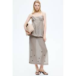 H&M Grey Sheer Embellished Skirt - Grey