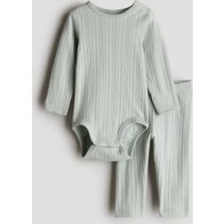 H&M Baby 2-Piece Pointelle Cotton Set - Green