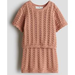H&M Girls 2-Piece Pointelle-Knit Set - Orange
