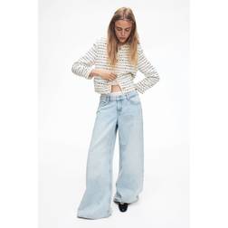 H&M Strukturvävd Jacka - Ljusbeige/Randig
