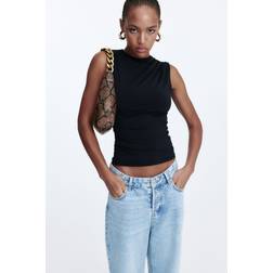 H&M Sort Draperet Tanktop - Dame