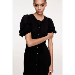H&M Puff-Sleeved Dress - Black