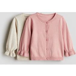 H&M Finstickad Kofta 2-pack - Crèmevit