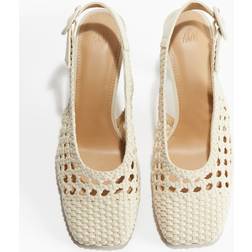 H&M Dame Slingbacks I Flettet Canvas - Beige