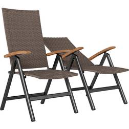 Lark Manor Folding Patio Dining Armchair 110cm H x 71cm W x 58cm D - Brown