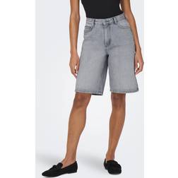Only Onlsonny HW Wide DNM Shorts - Light Grey Denim
