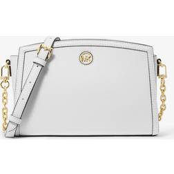 Michael Kors Chantal Large Pebbled Leather Crossbody Bag - White