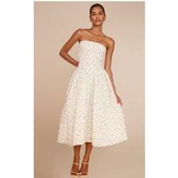 PrettyLittleThing Ditsy Printed Bandeau Skater Midaxi Dress - Yellow