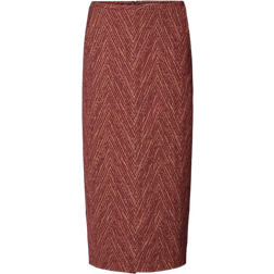 Rabens Saloner Herringbone Long Skirt Luzie Kvinde - Burgundy Combo Maxi