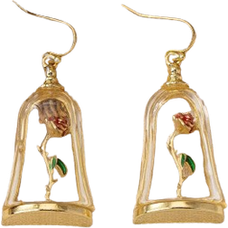 Shein 1pair New Arrival Magic Bottle Rose & Epoxy Resin Vintage French Style Women's Dangle Earrings