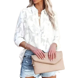 Shein Textured Button Sheer Blouse - Elegant