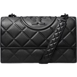 Tory Burch Fleming Polished-Grain Convertible Shoulder Bag - Black