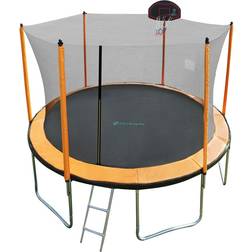 Skybound 12ft Trampoline with Enclosure Net, Outdoor Trampoline for Kids and Adults Orange 12ft