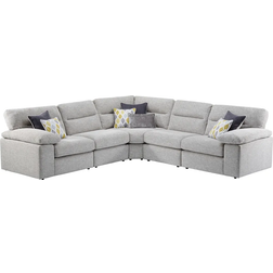 Oak Furnitureland Silver Fabric Modular 5 Seat Morgan Sectional Sofa 298cm 5 Seater