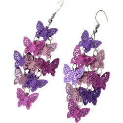 Shein 2pcs/pair New Fashion Colorful Hollow Multi-level Butterfly Chandelier Earrings for Women Daily Decoration