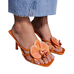 Simmi London Manaia 3D Floral High Heeled Sandals - Orange