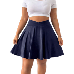 Shein Plus Size Casual Mini Skirt Shorts - Plain Color