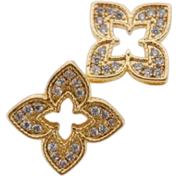 Shein pair Luxury Hollow Out Micro Inlaid Full Zirconia FourLeaf Clover Stud Earrings