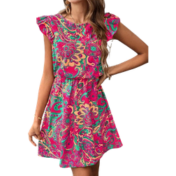 Shein Floral Print Ruffle Trim Dress