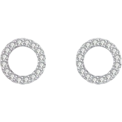Shein pair Minimalist Exquisite Silver Plated Circle Tiny Rhinestone Fashion Stud Earrings