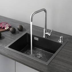 CECIPA Spülen mit 1 Becken Schwarz Einzelbecken Küchenspülbecken 50 x 45 Edelstahl 304