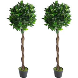 Leaf Faux Liner Green Artificial Plant 2pcs