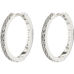 Pilgrim Ebna Crystal Hoops Silverplated Dam Creoler One