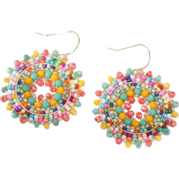 Shein pair Style Colorful Beaded Woven Earrings For Women Daily Jewelry Accessories