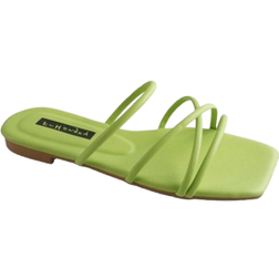 Shein Women Criss Cross Slide Sandals, Fashionable Green Flat Sandals