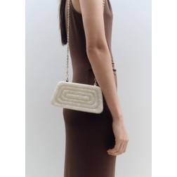 Mango Pearl Clutch Bag - Light Beige