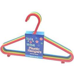 HQ Pack of 10 Child Friendly Plastic Multi Coloured Hangers with Hooks