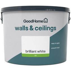 GoodHome Brilliant Vinyl Silk Wall & Ceiling Emulsion Paint 10L White
