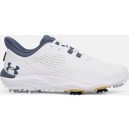 Under Armour Drive Pro Wide Men's Golf Shoes - White/Downpour/Metallic Gold