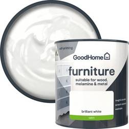GoodHome Brilliant Satin Furniture Paint 500 Ml One Size White