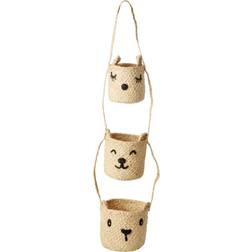 Rice Raffia 3-Tier Hanging Förvaring Med Animal