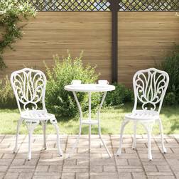 vidaXL 3-Piece Garden White Cast Aluminum Bistro Set, 1 Table incl. 2 Chairs
