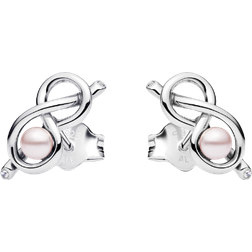 Pandora Infinity Knot Stud Earrings - Silver/Pink/Transparent